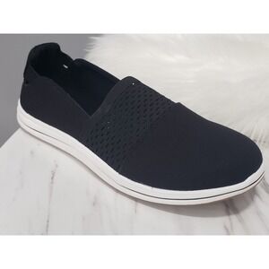 NEW NO BOX SIZE 9 WIDE Clarks Breeze Vibe Black Knit Slip On Sneakers walking